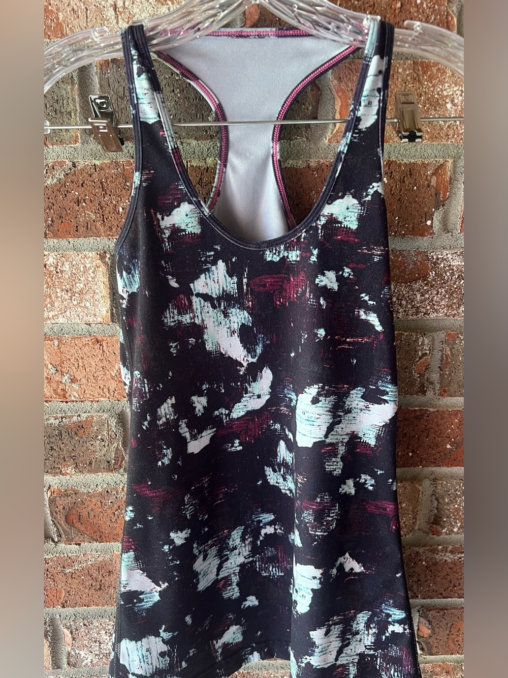 Lululemon Black Abstract Print Racerback Tank Top - xsmall